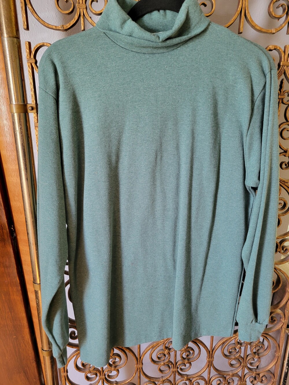 Winona Green Cotton Long Sleeve Turtleneck Shirt X-Large